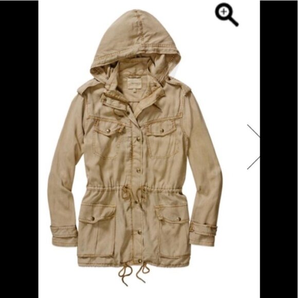 Aritzia Talula Trooper Utility Cargo Hood Cotton Jacket Military Drawcord Pocket - Picture 9 of 16